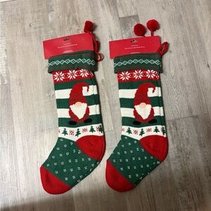 Festive Gnome Christmas Stockings - Red and Green